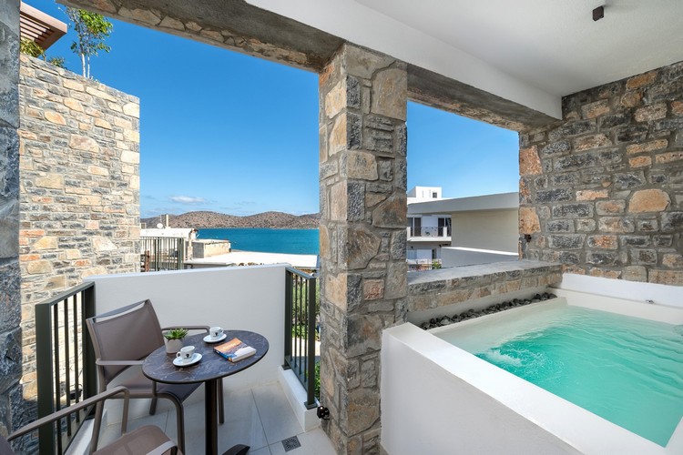 Elounda Stories Premium Room with Jetted Tub and Partial Sea View